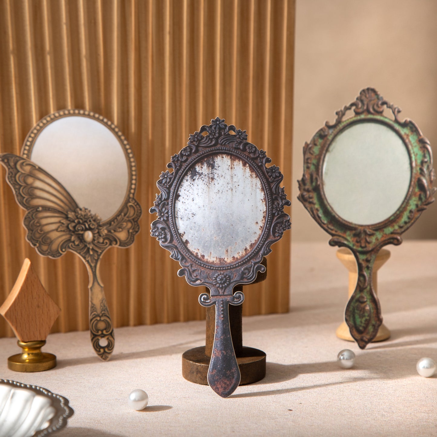 10 Pcs Vintage Mirror Jthemed Cardstock Stickers JMXL