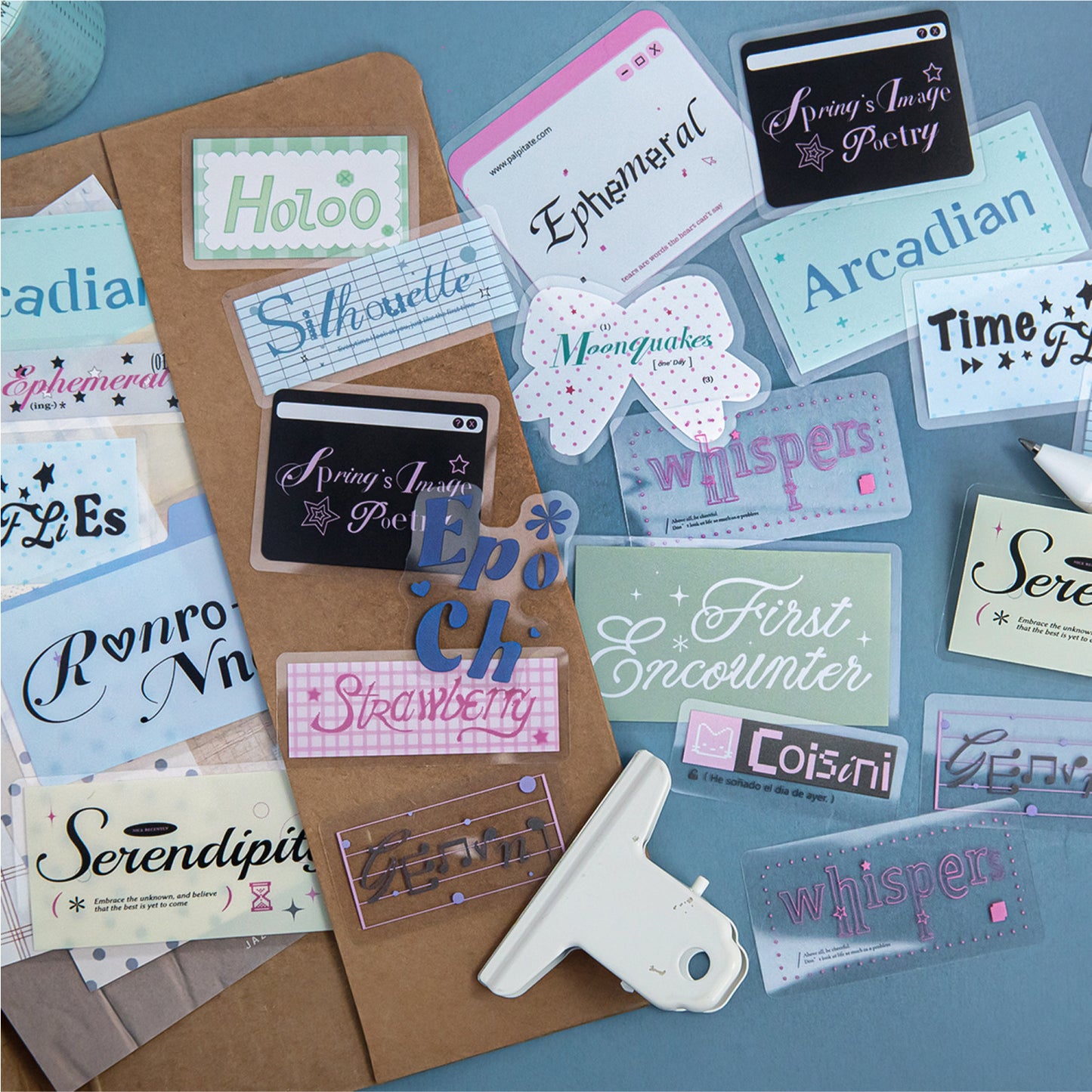 30 Pcs Aesthetic Words PET Stickers RRJS