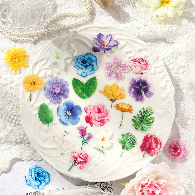 60 Pcs Leaf Flower PET Stickers YRHY