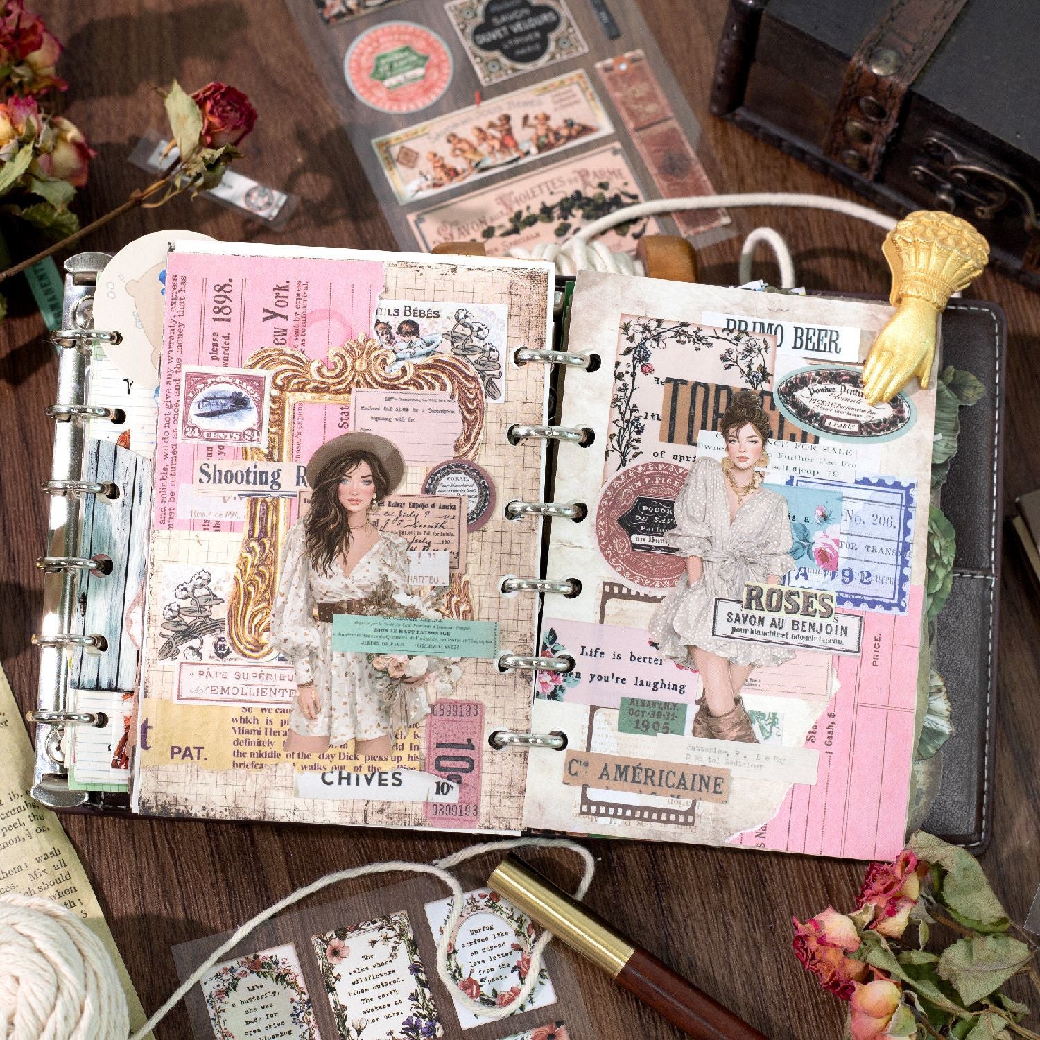 6 Sheets Vinage Words Art Stickers WZYSJ