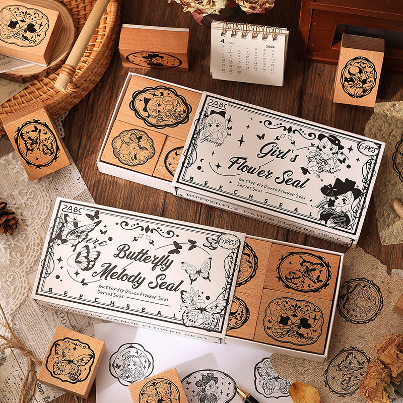 2 Pcs Vintage Wooden Stamp DWHY