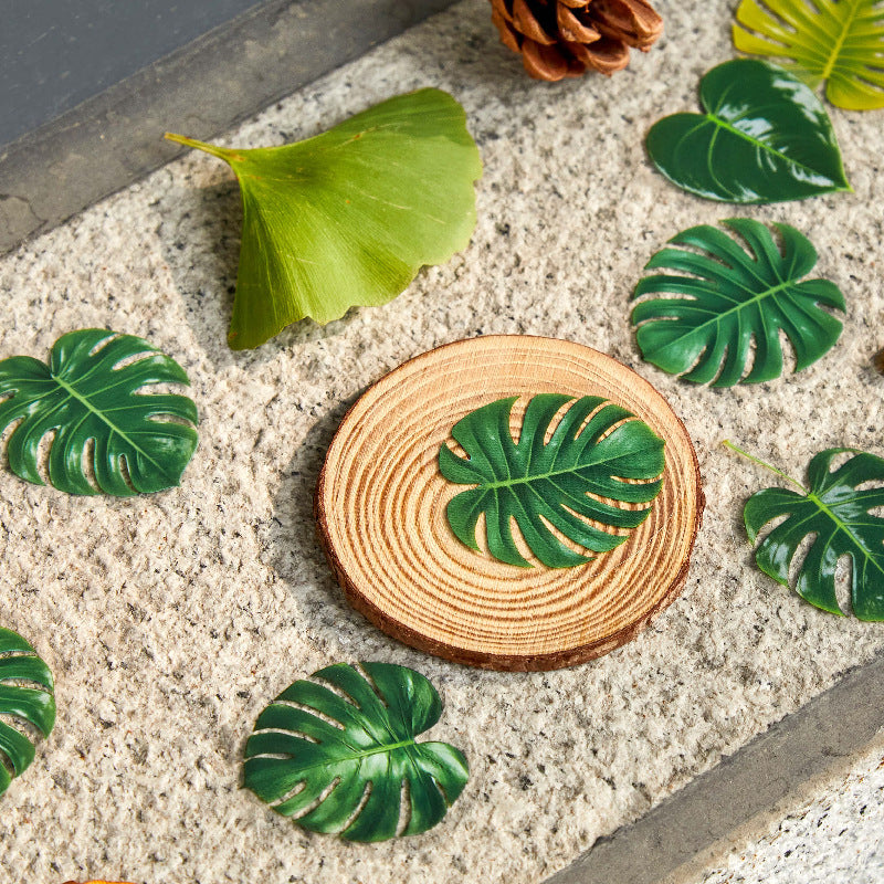 40 Pcs Leaf Texture PET Stickers YZZRCS
