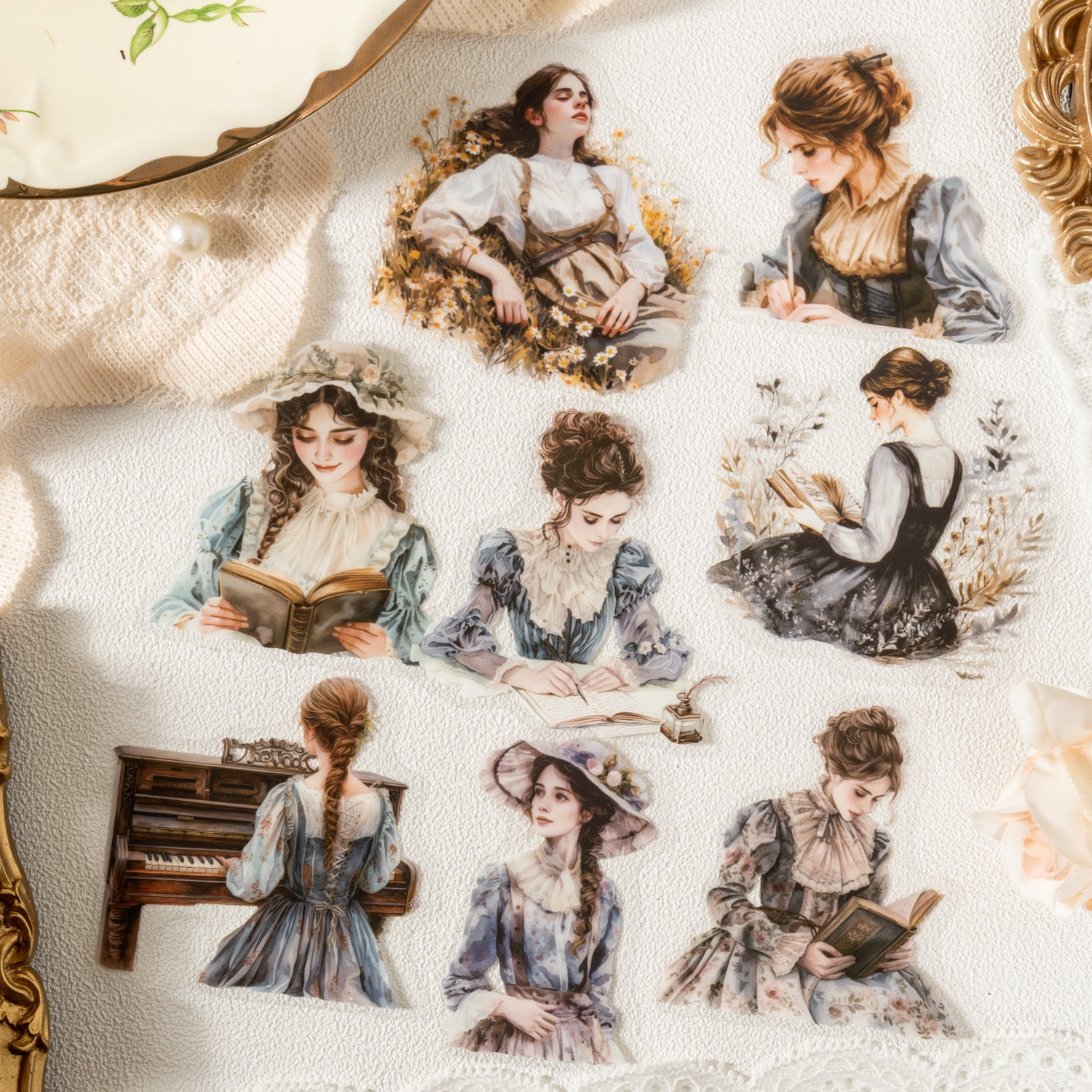 20 Pcs Vintage Lady PET Stickers CXJR