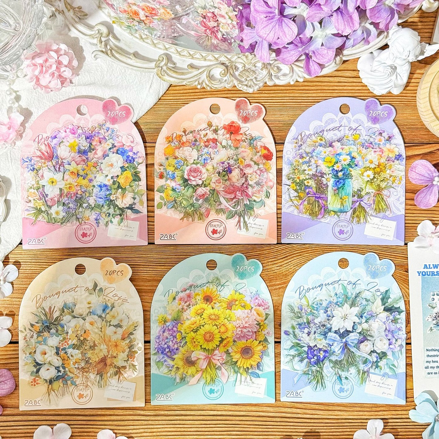 20 Pcs Bouquet PET Stickers HSAL