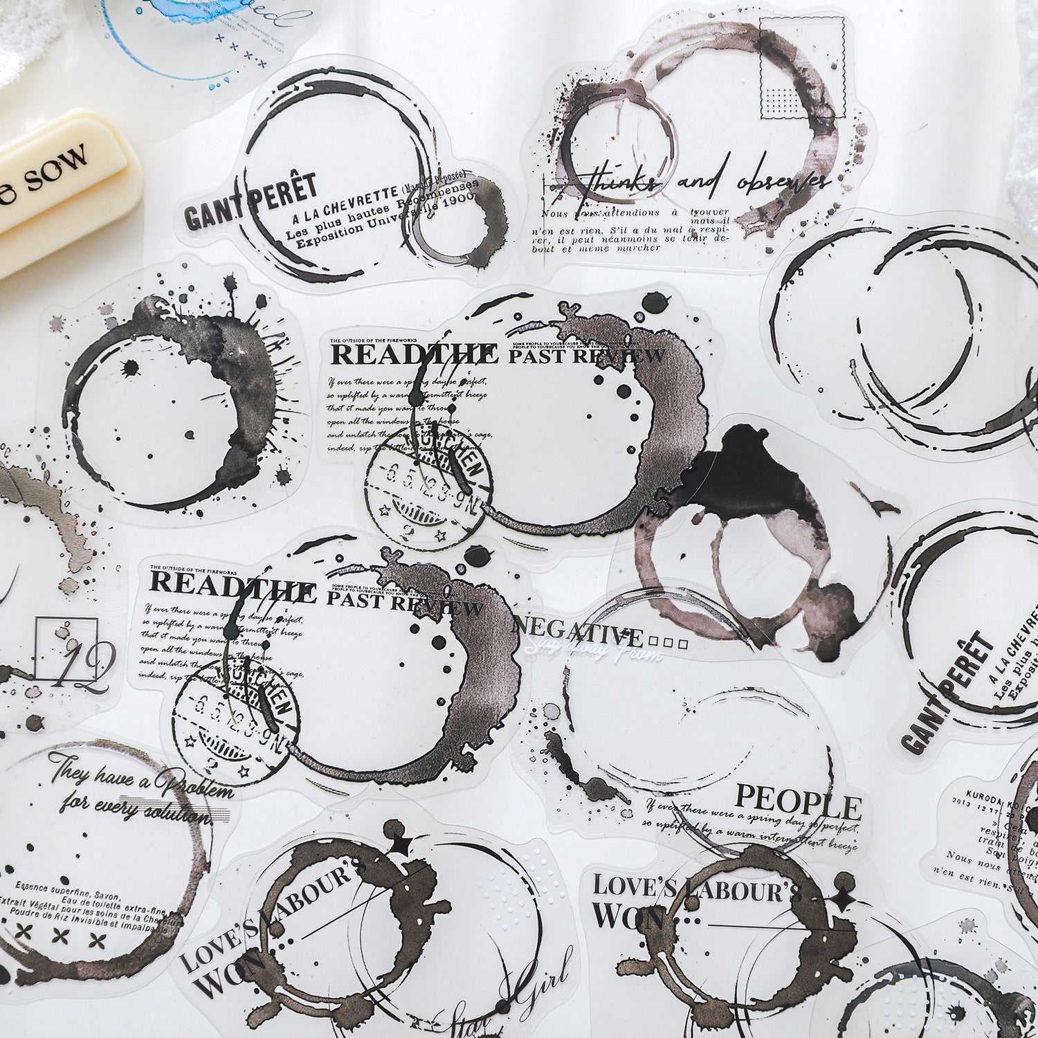 30 Pcs Beverage Stains PET Stickers SZSJ