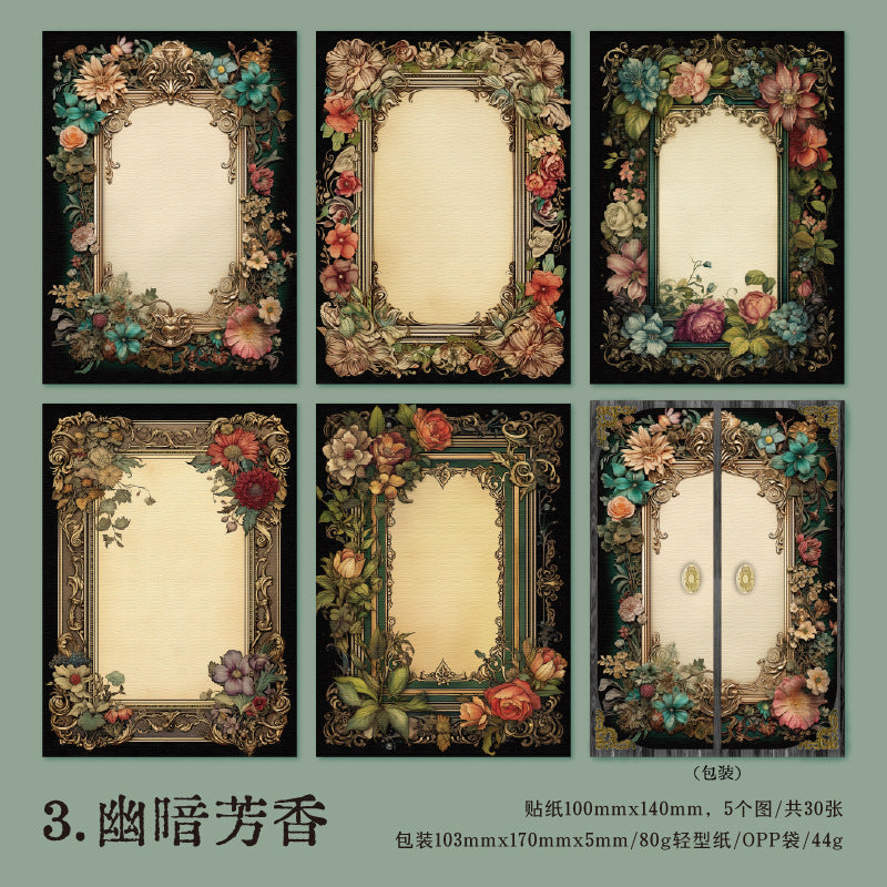 30 Pcs Vintage Floral Background Paper FFHY