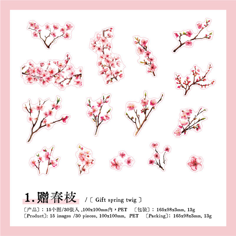 30 Pcs Branches PET Stickers SYZY