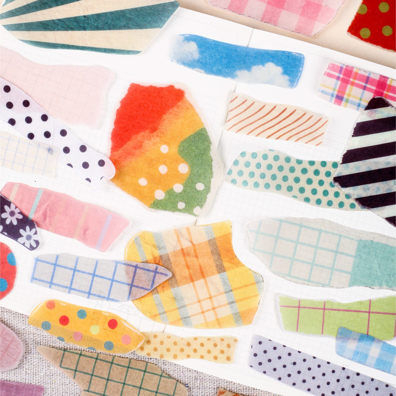 20 Pcs Torned Gird Dot Washi Stickers JIDA