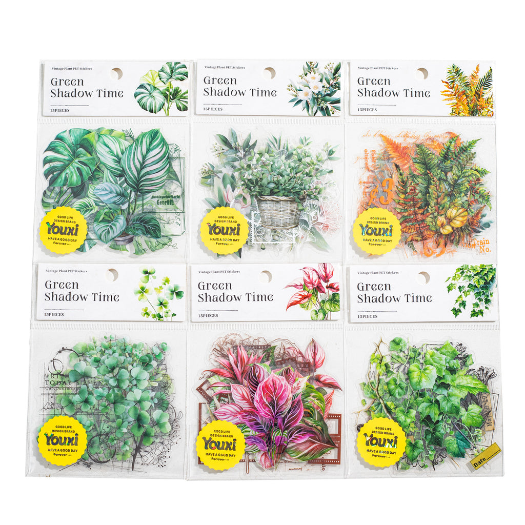 15 Pcs Plant Leaf PET Stickers LYSG