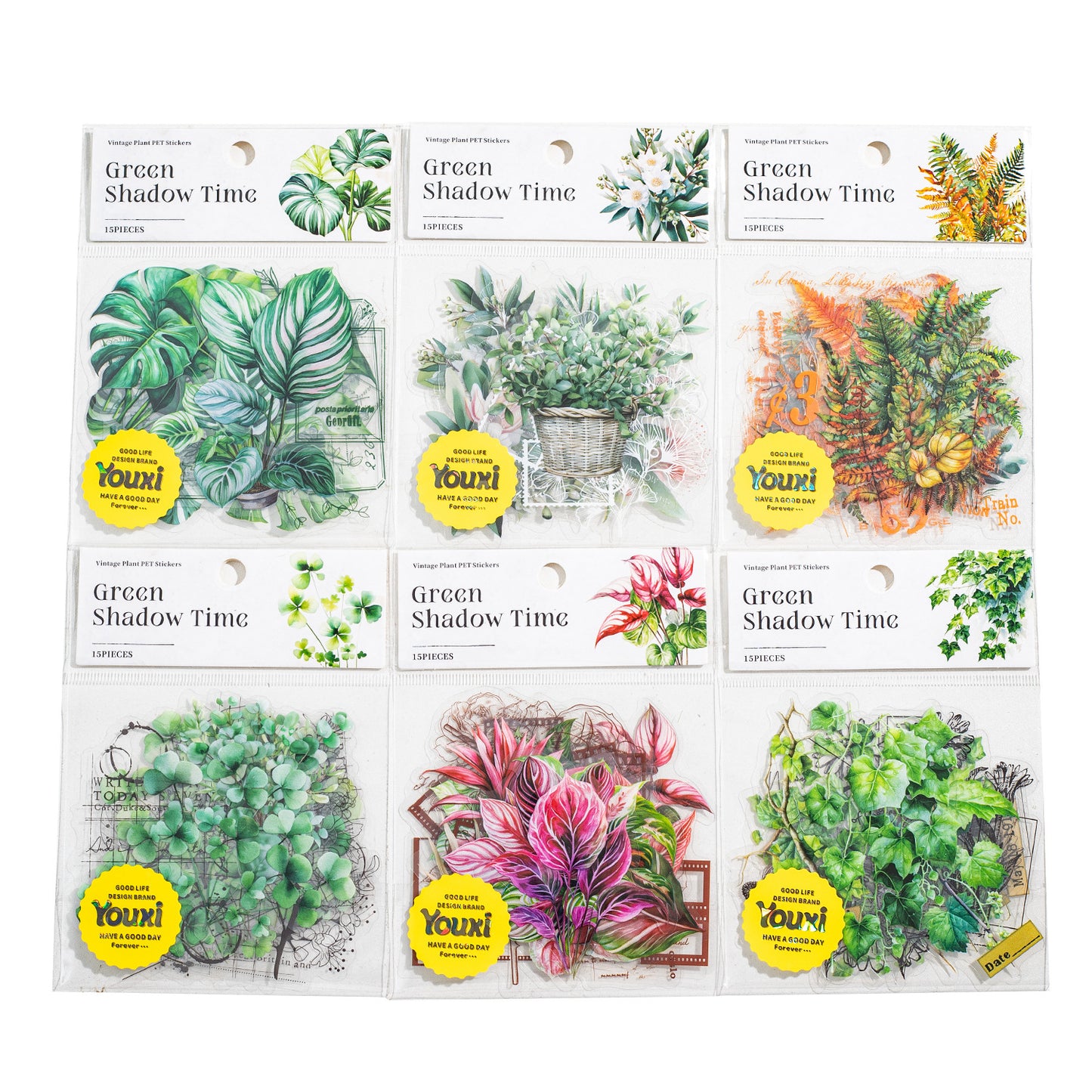 15 Pcs Plant Leaf PET Stickers LYSG