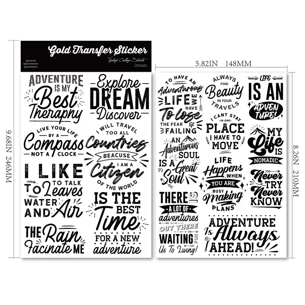 2 Sheets Waterproof Rub on Stickers - Adventure
