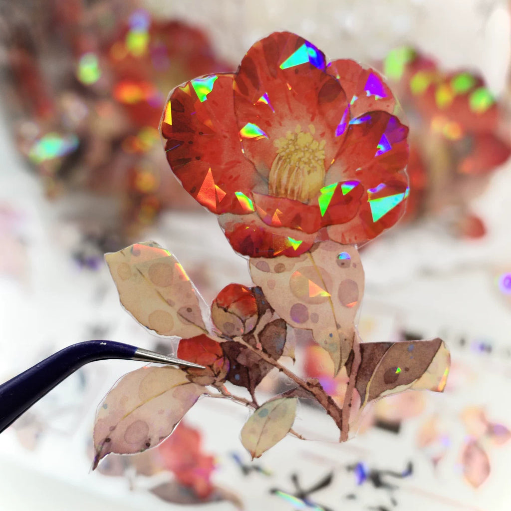 Floral Decorative Tape Rolls- Rouge Camellia