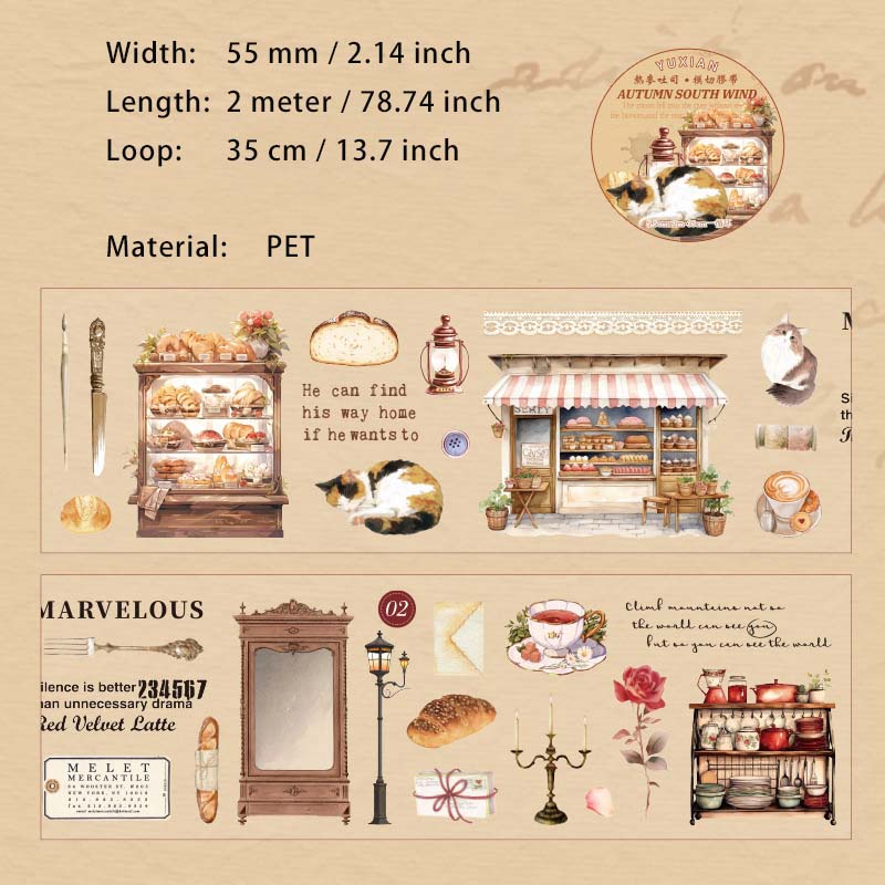 1 Roll Vintage Lifestyle PET Stickers Tape QRNF