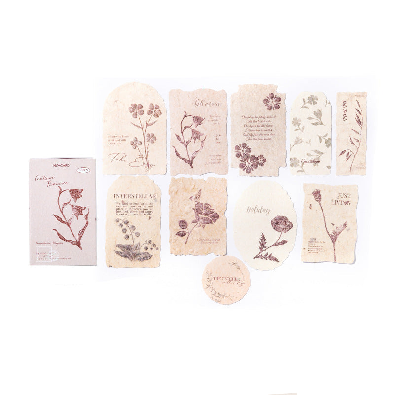 30 Pcs Vintage Cocoa Botanical Letterpress Paper