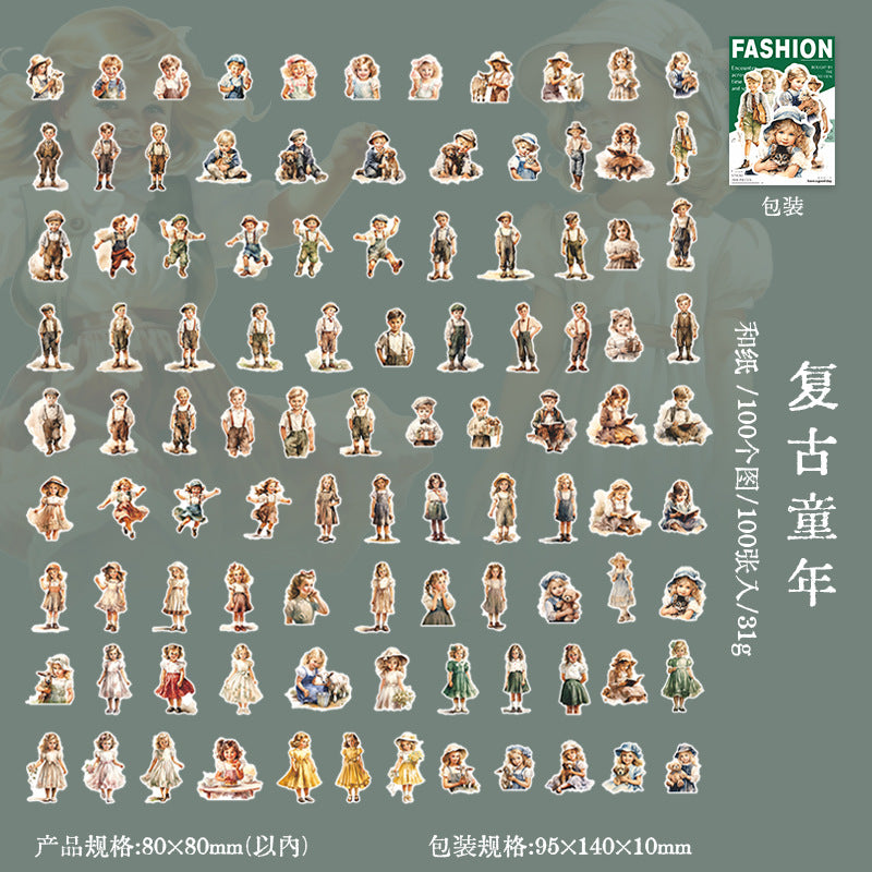 100 Pcs Vintage People Stickers KYSKXY