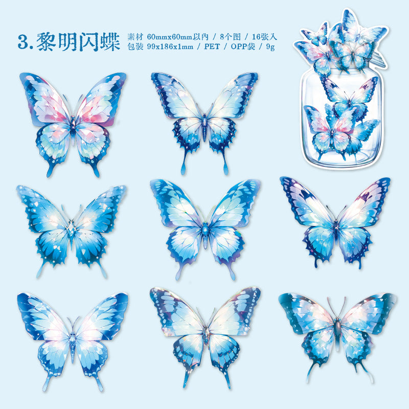 16 Pcs PET Butterfly Stickers XYHD