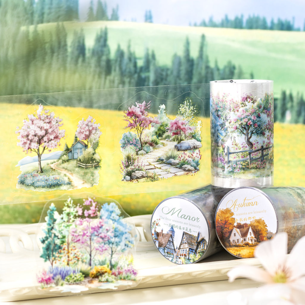 1 Roll Seasonal Wild Landscape PET Stickers Tape SJYY