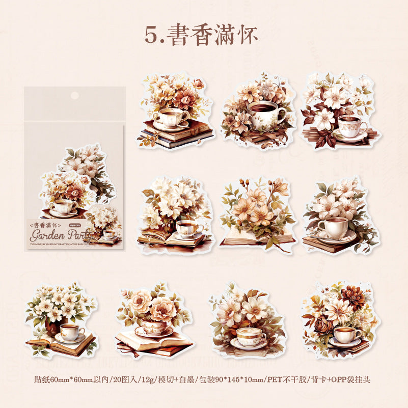 20 Pcs Mug and Flowers PET Stickers HYCHH