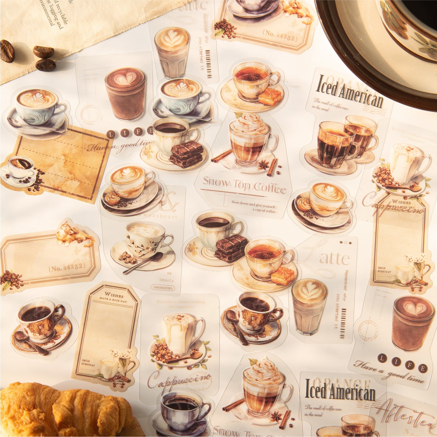 30 Pcs Coffee Theme PET Stickers KFSJ