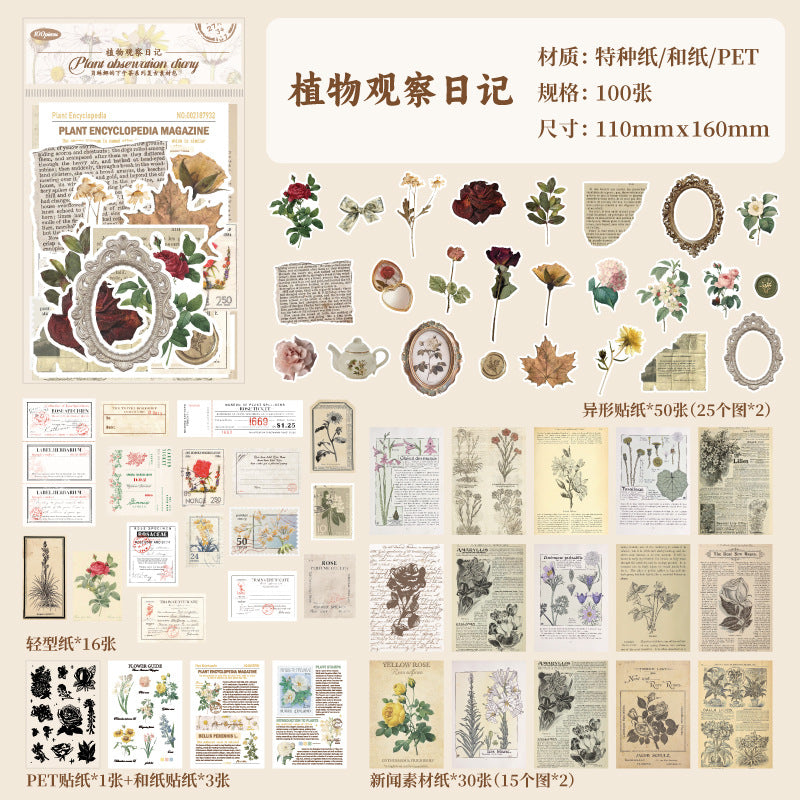 100 Pcs Junk Journal Supplies Kit BLNXWC