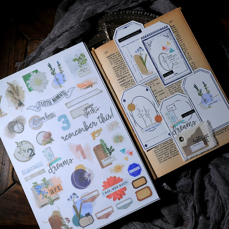 2 Sheets Waterproof Rub on Stickers - Collage