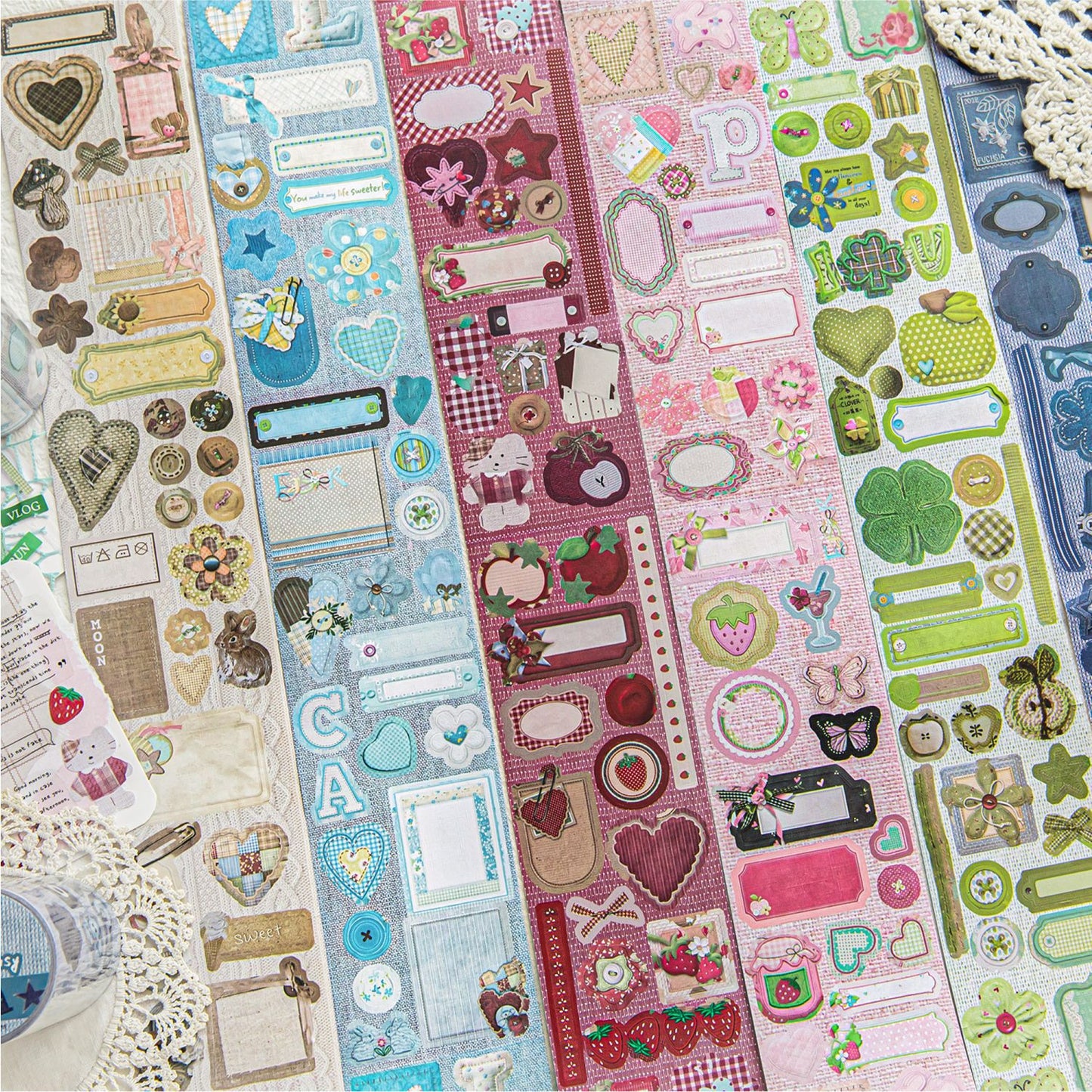 1 Roll Fabric Themed Stickers Tape CBPD