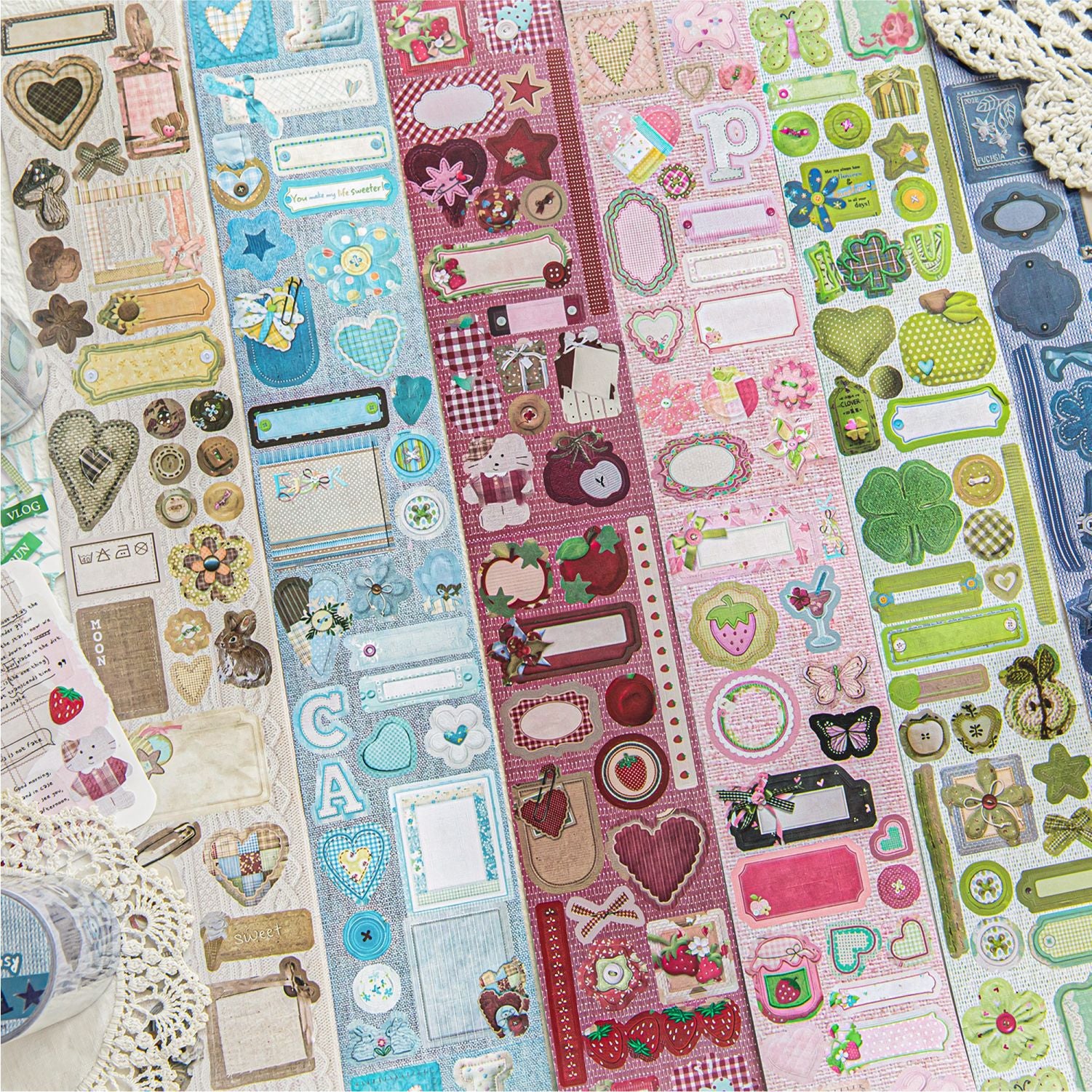 1 Roll Fabric Themed Stickers Tape CBPD