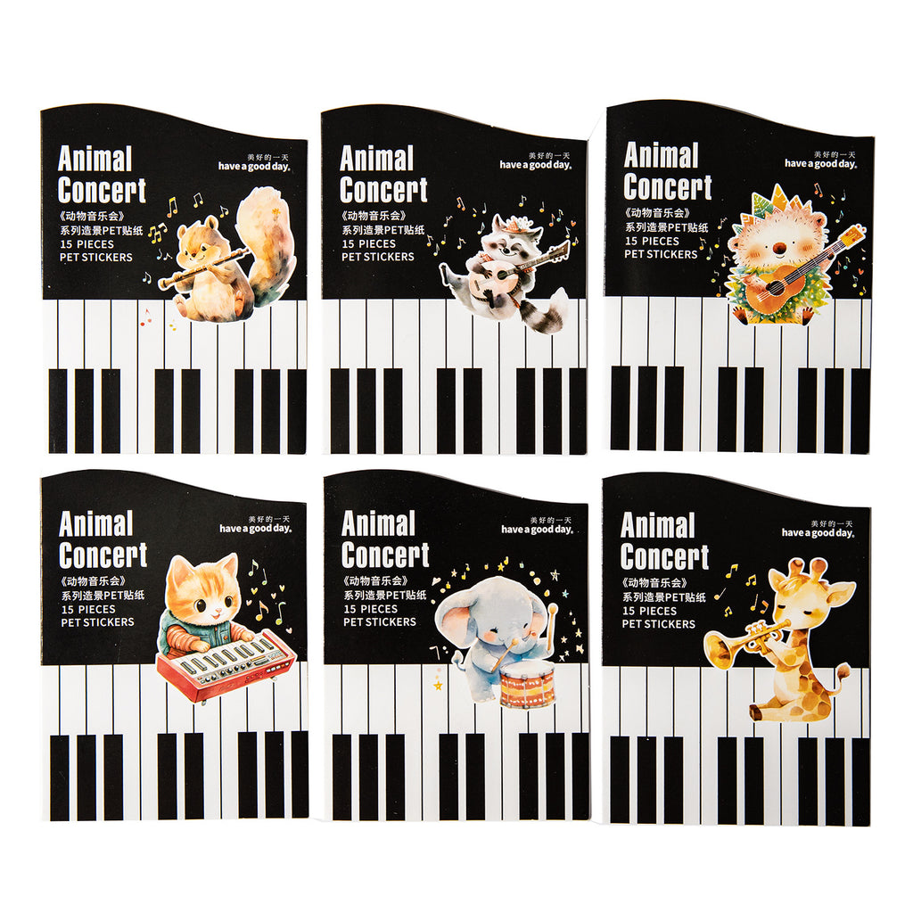 15 Pcs Musical Animal PET Stickers DWYYH