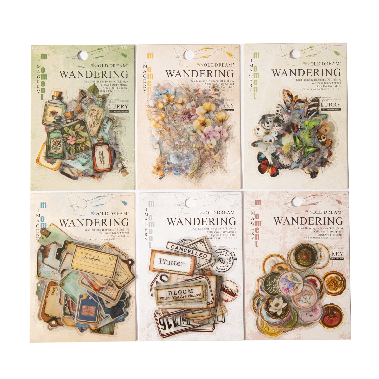 50 Pcs Flower Butterfly PET Stickers MDJM