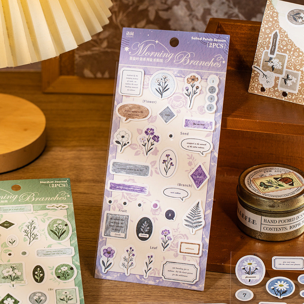 2 Sheets Botanical Journal Stickers CYYY