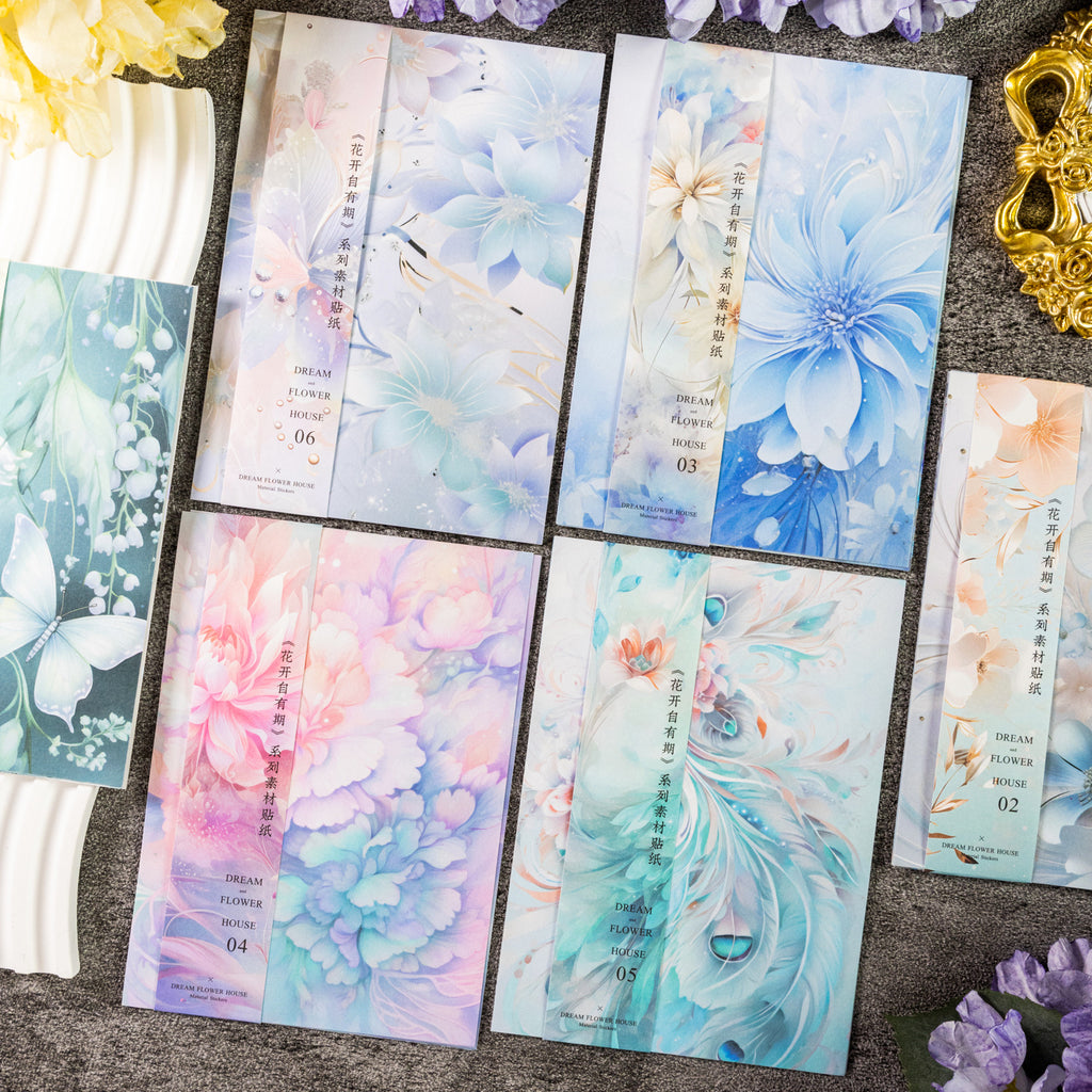6 Pcs Floral and Lace PET Stickers HKYQ