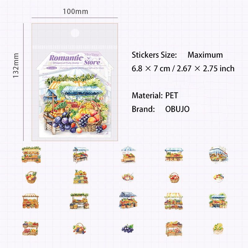 20 Pcs Food Shop Theme PET Stickers LMSD