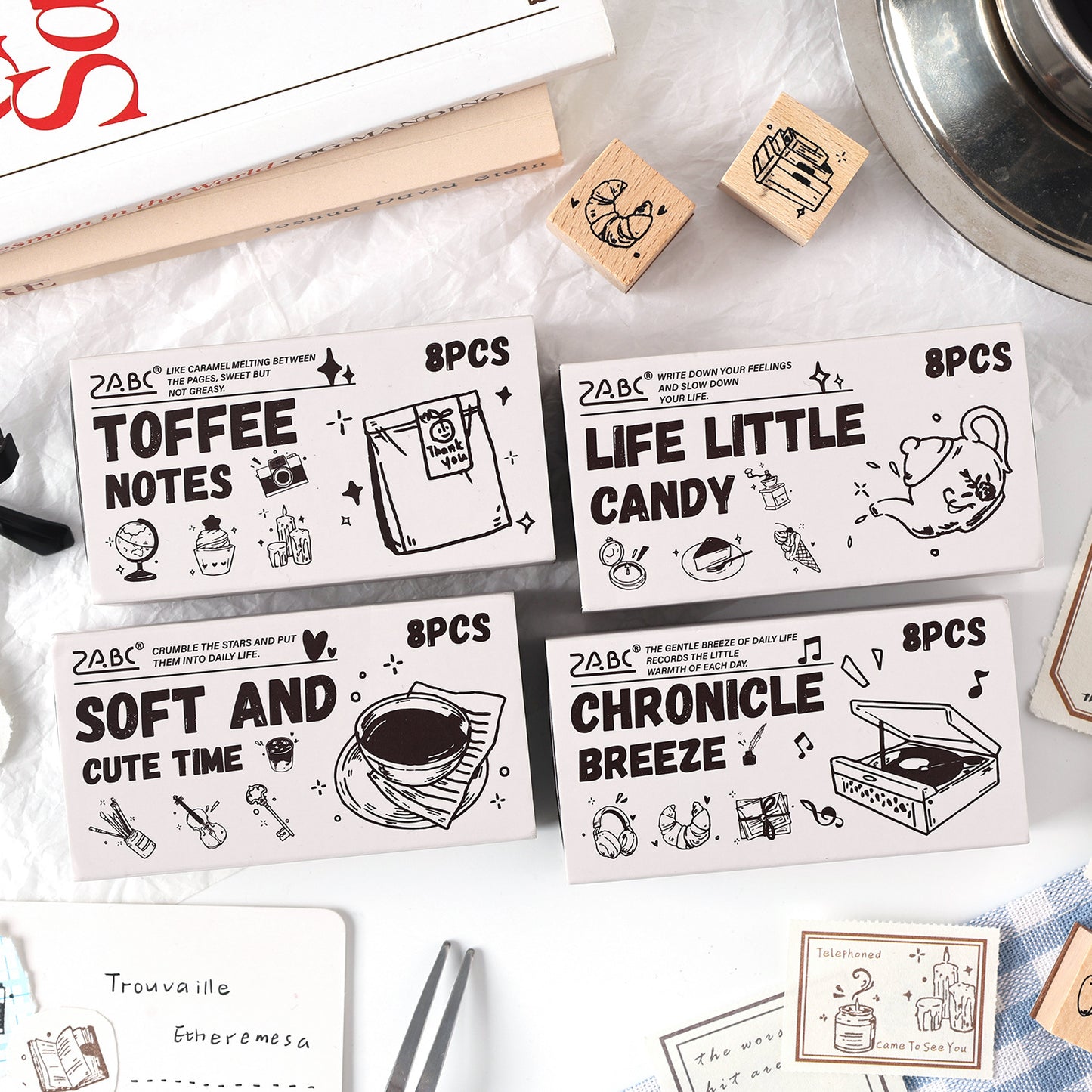 8 Rolls Gadgets Wooden Stamp Kit MWXY