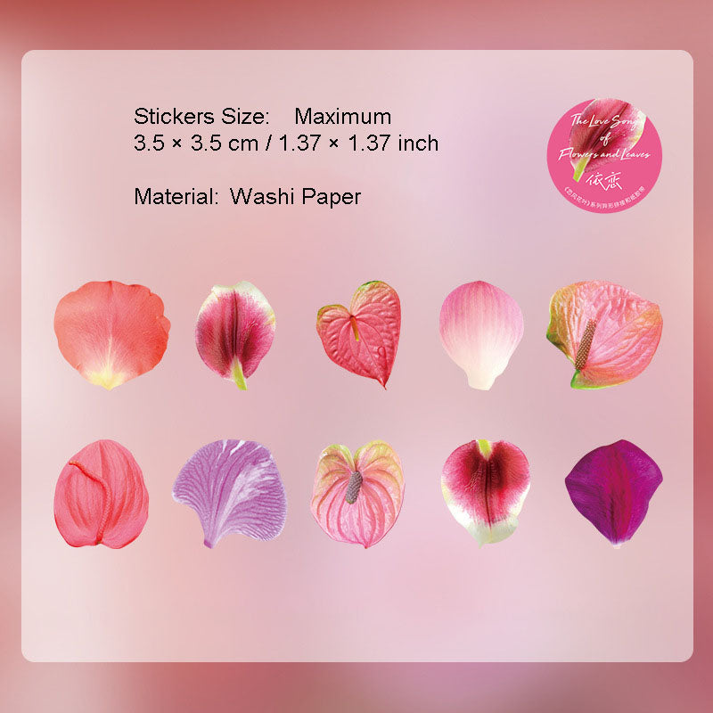 50 Pcs Petal Leaf Washi Stickers XXDLY