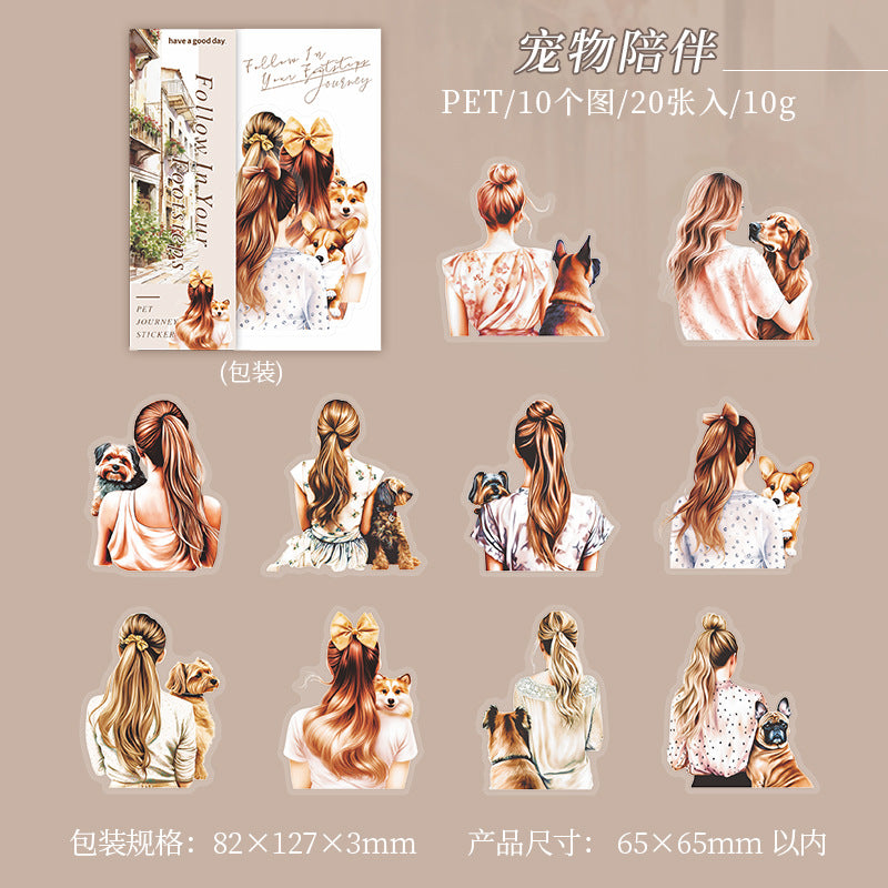 20 Pcs Travel Girl PET Stickers ZSJB