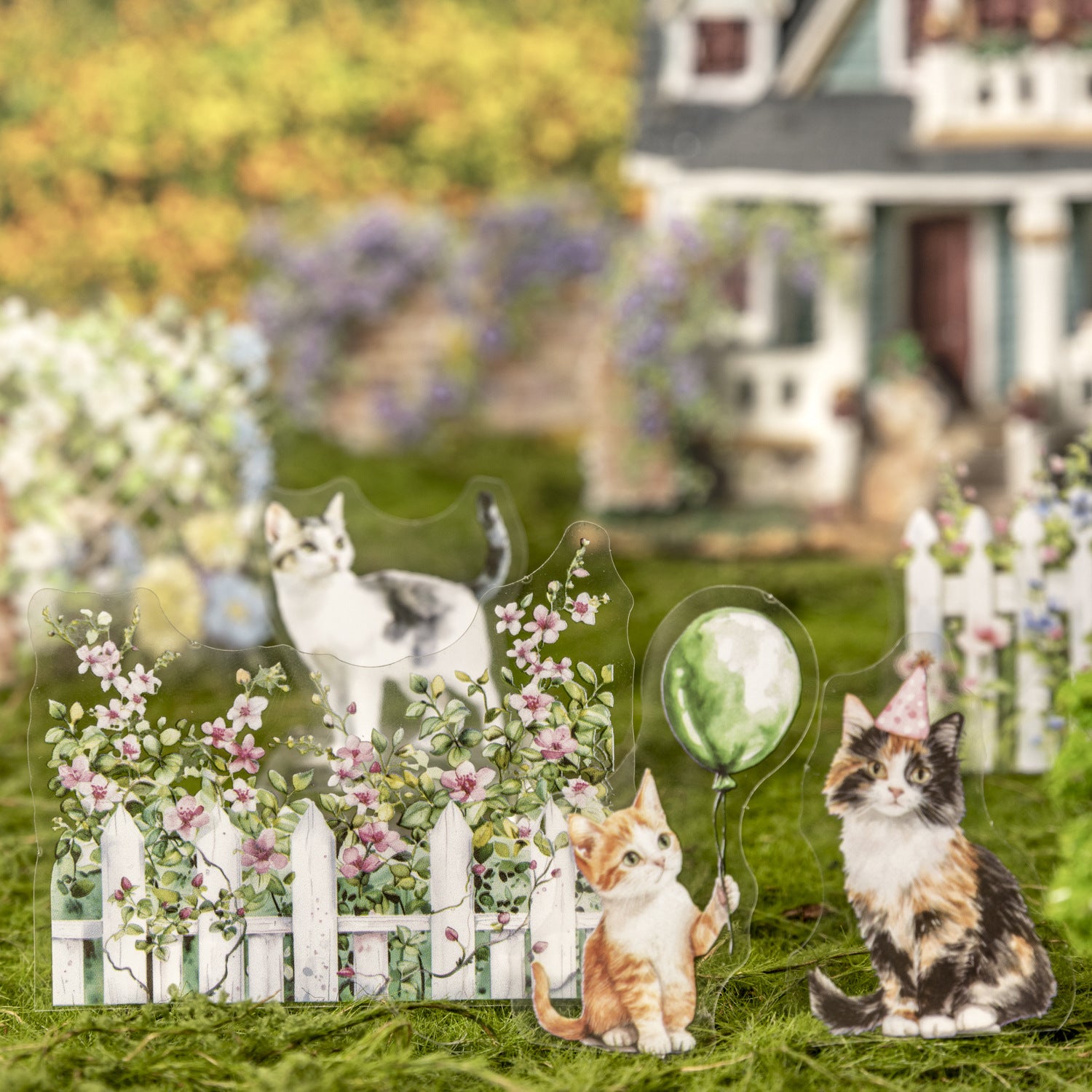 30 Pcs Garden Cat PET Stickers HYLDM