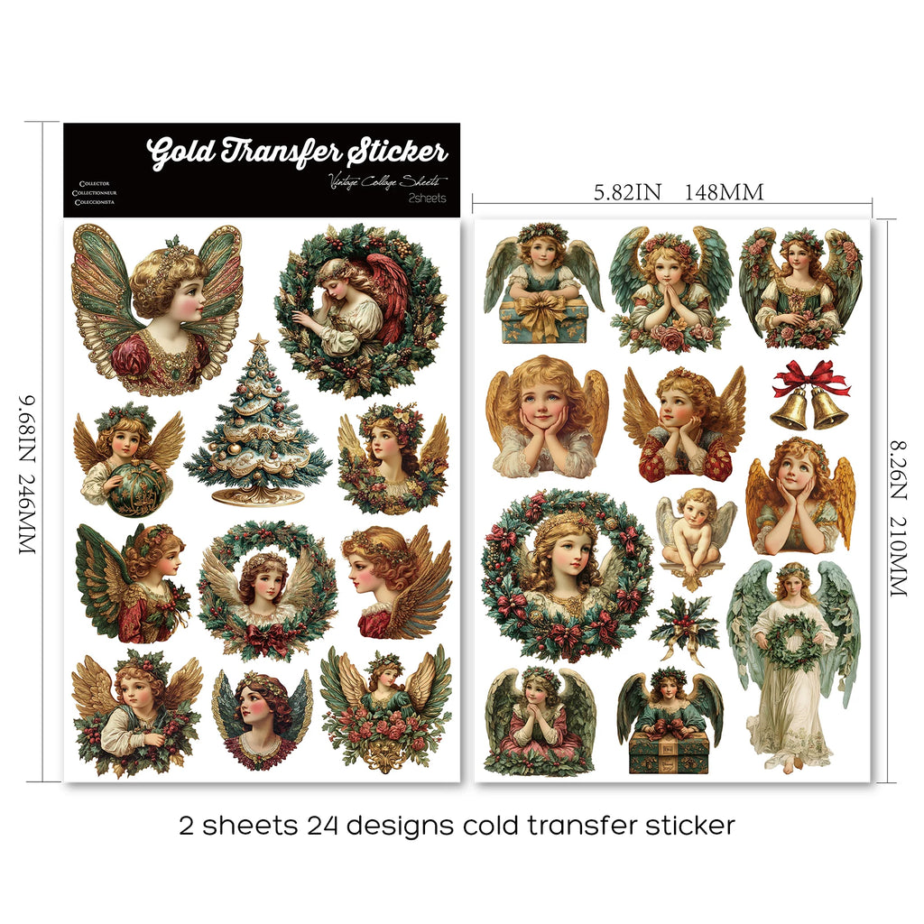 2 Sheets Waterproof Rub on Stickers - Christmas Angel