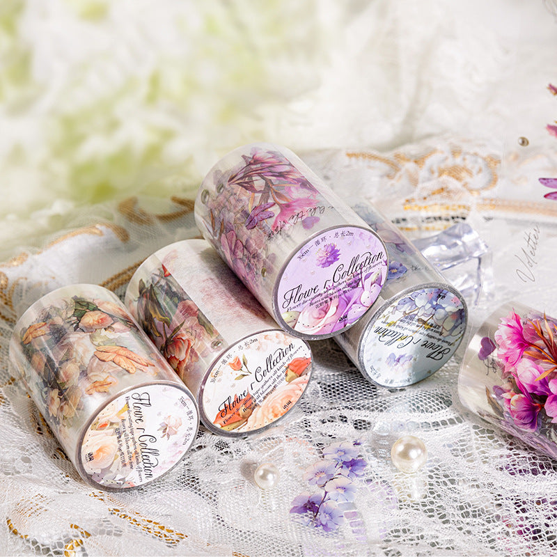1 Roll Pre-cut PET Flower Stickers Tape HYJX