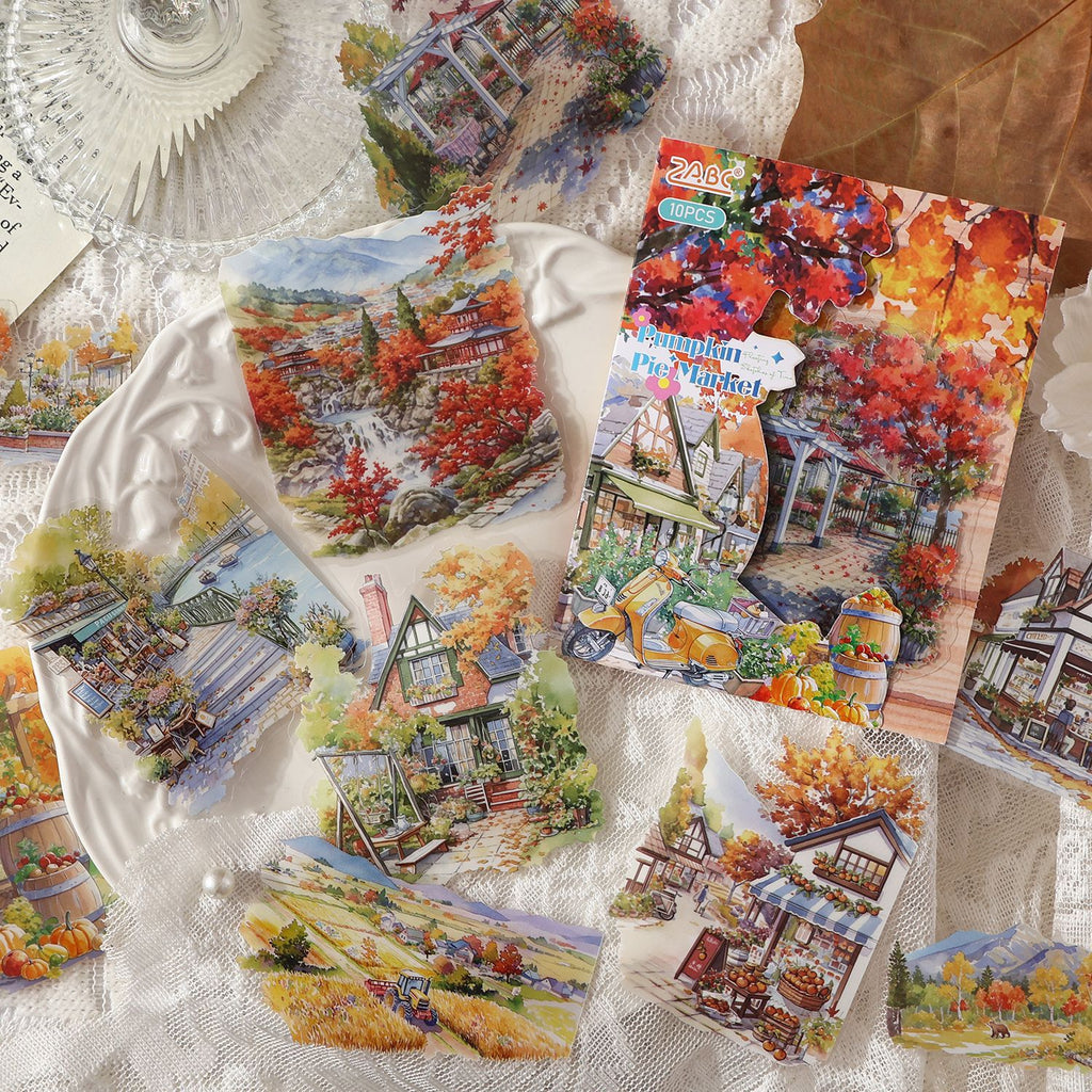 10 Pcs Seasonal Landscape PET Stickers SSQH