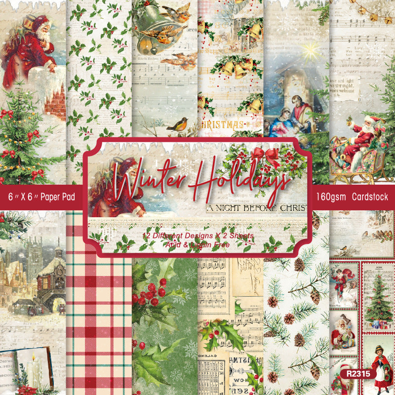 6 inch Winter Holiday Scrapbook Paper Pad SKP315