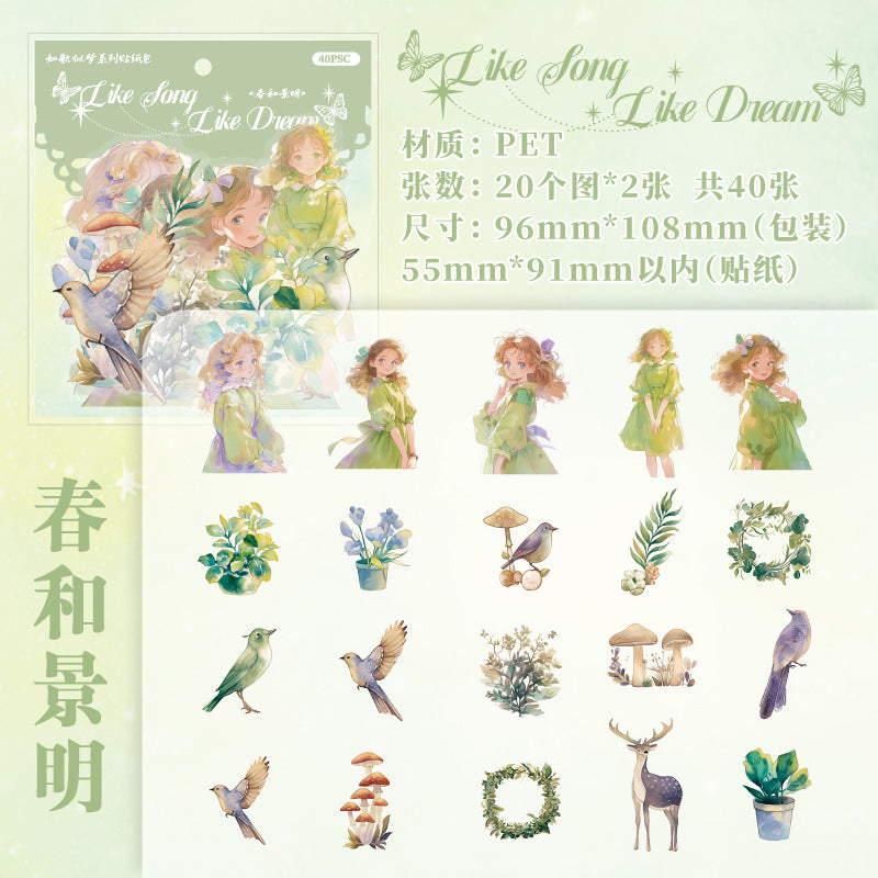 40 Pcs Fantasy PET Stickers RGSM