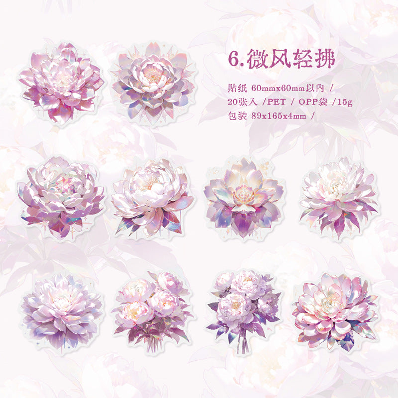 20 Pcs Rainbow Flowers PET Stickers CHDHH
