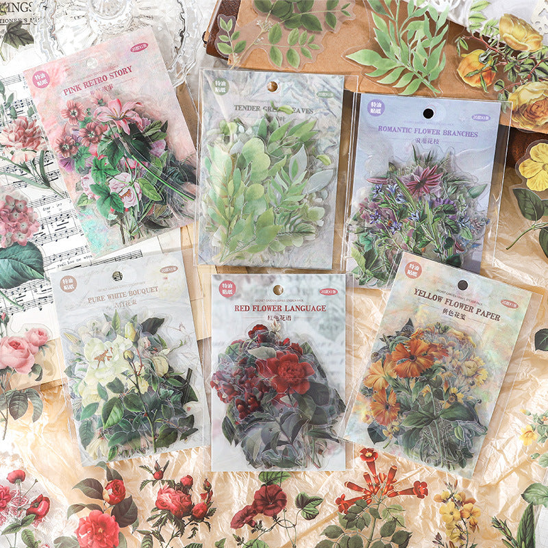20 Pcs PET Flower Stickers MMHY