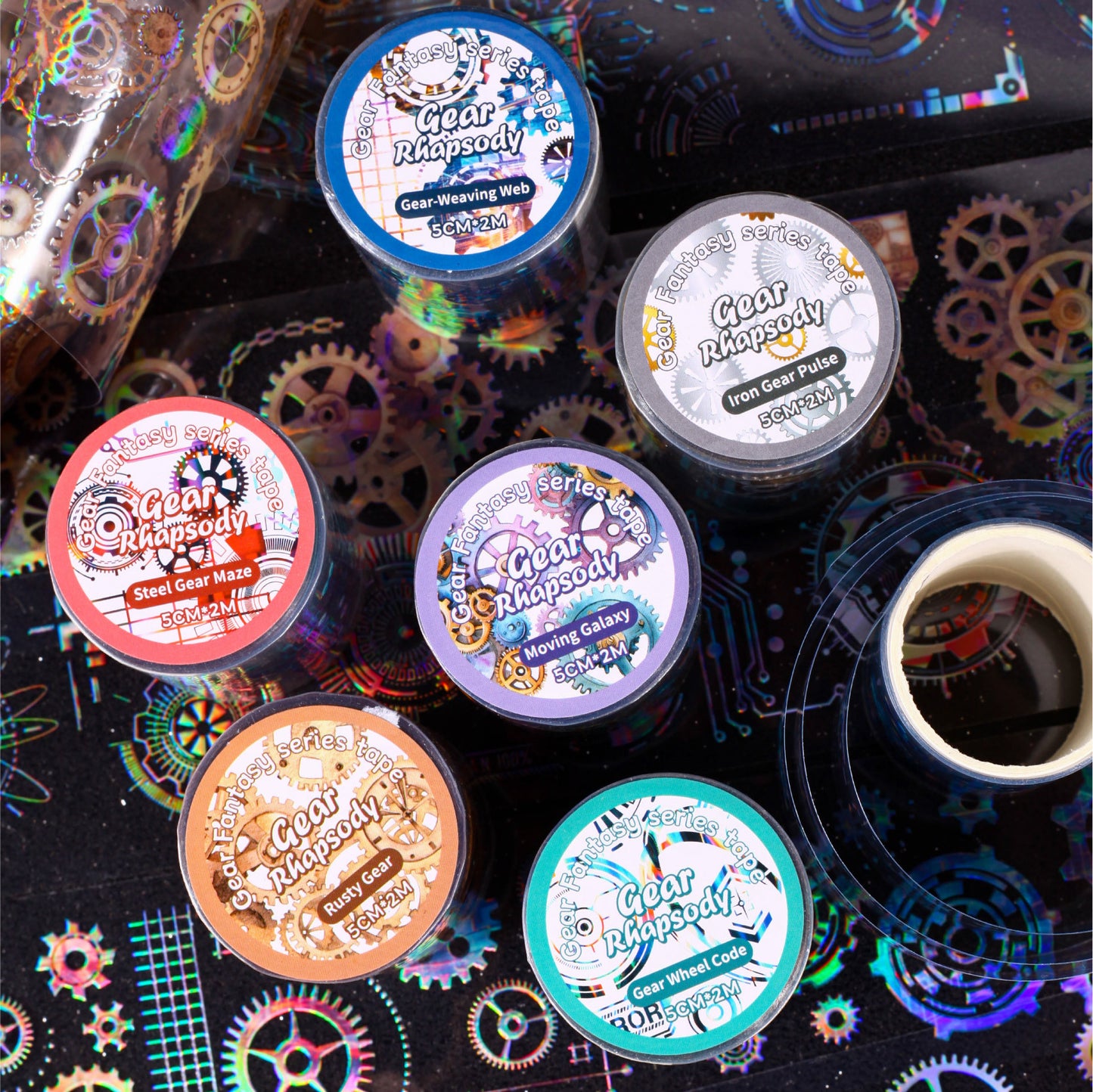 1 Roll Mechanical Gears Themed PET Tape CLKXQ