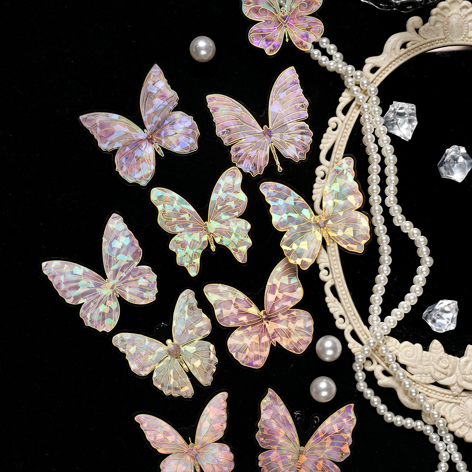 10 Pcs Shell Light Butterfly Stickers ZRZY