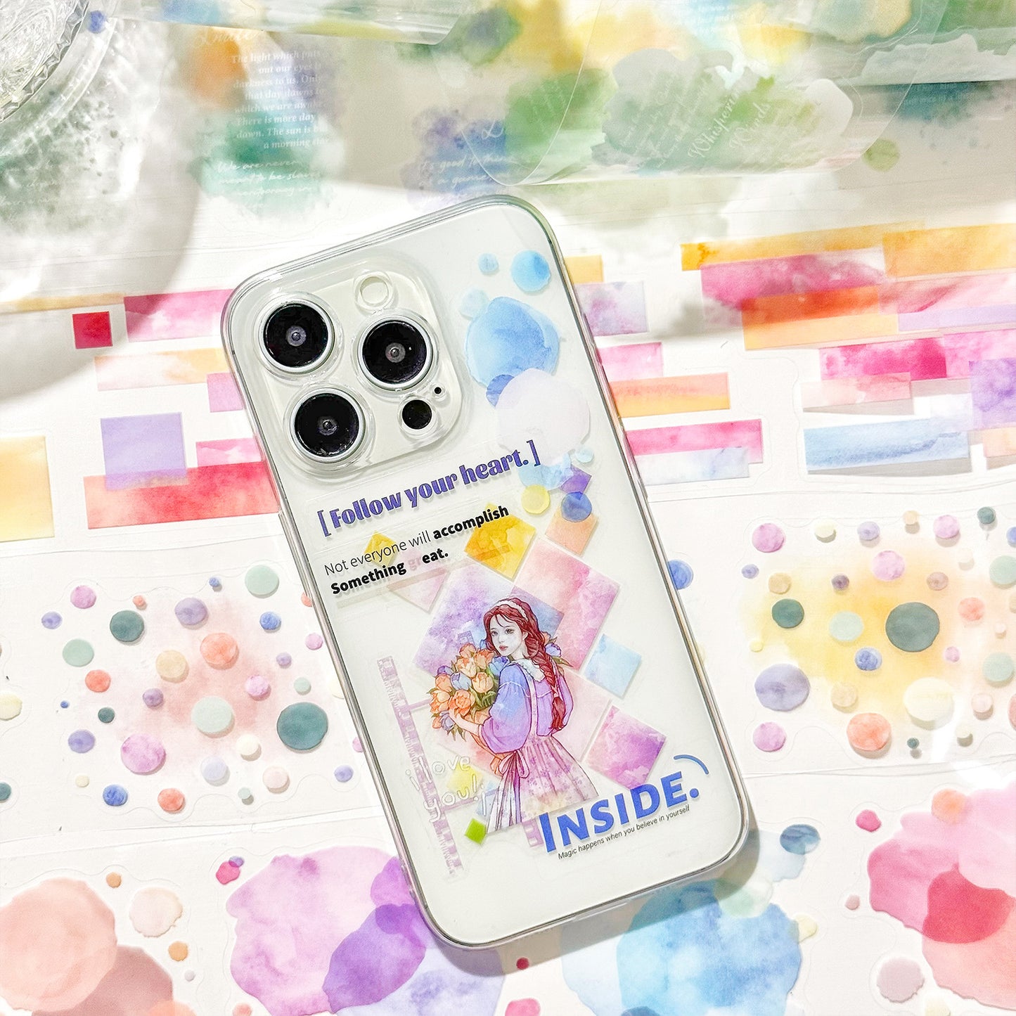 6 Rolls Watercolor PET Sticker Tapes Kit YSMR