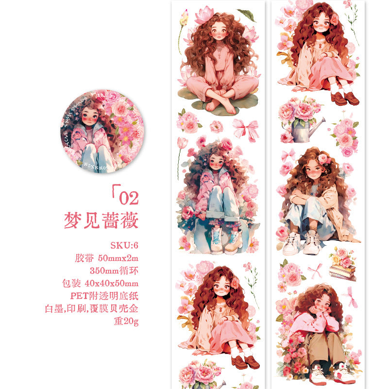 1 Roll Girl and Flowers PET Tape XHYN