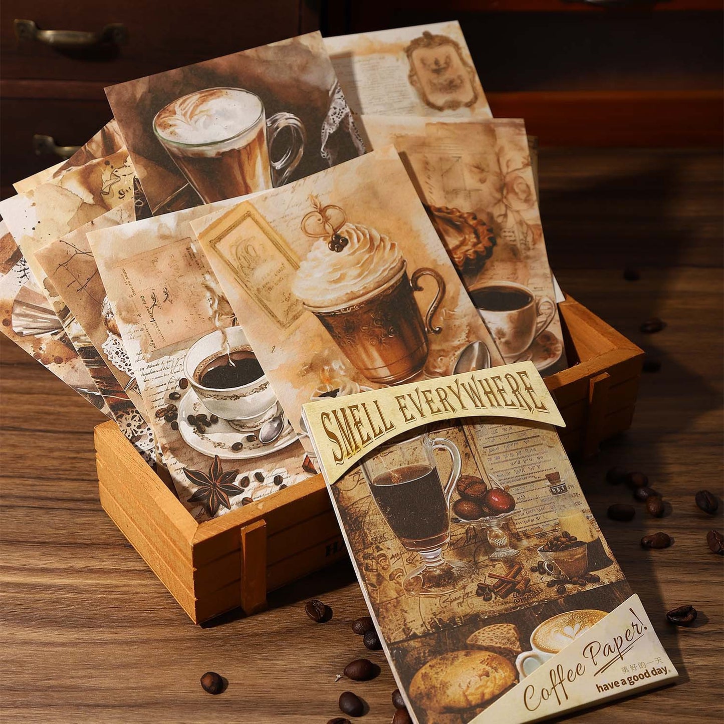 30 Sheets Coffee Themed Scrapbook Paper XQSY