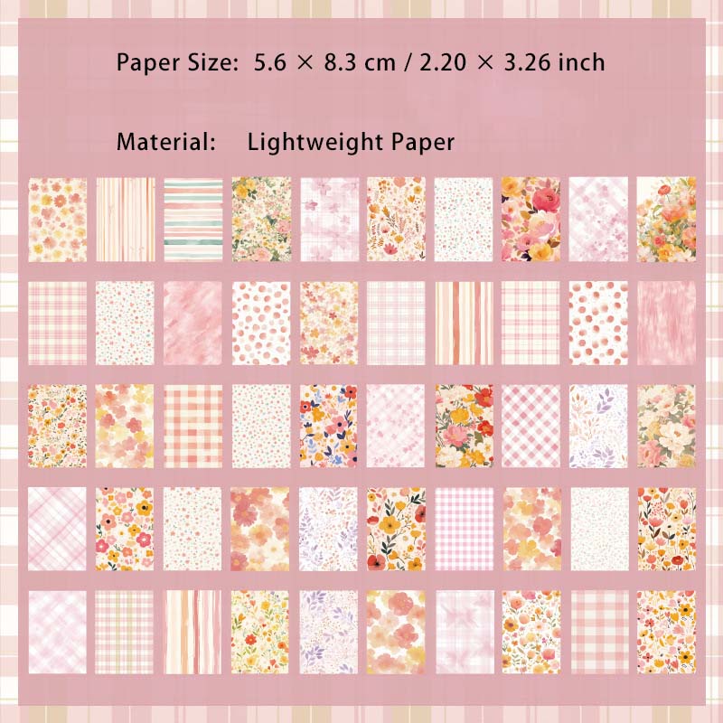 50 Pcs Basic Floral Journal Paper QXSX