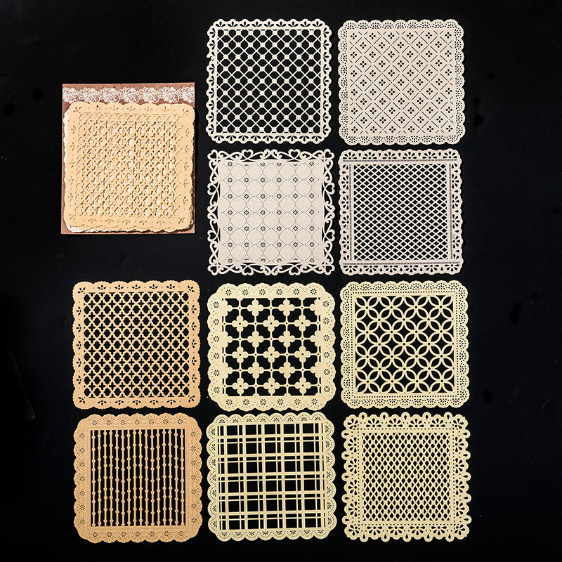 10 Pcs Ornate Lace Vintage Hollow-out Paper YYWGA